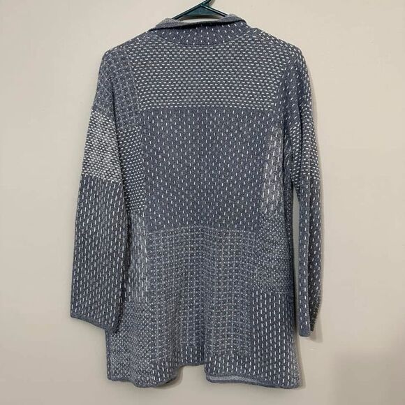 J. Jill Women’s Cardigan Sweater Size XS Blue Grey Long Warm Thick Patchwork - Picture 4 of 4
